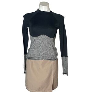 FREE PEOPLE MOVEMENT Stretch Top Wool Blend Black Long Sleeve Size Small